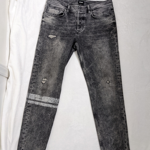 Hudson Sartor Relaxed Skinny Distressed Edgy Graphic Jeans - Picture 3 of 14